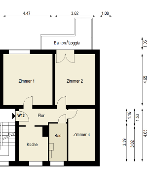 Etagenwohnung Berlin Friedrichshain - 3 Zimmer, 71 m&sup2;, 449.000&euro; | Angebot:25770383