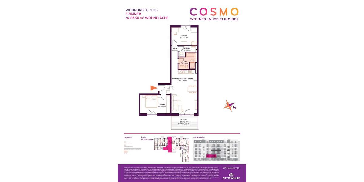 Etagenwohnung Berlin Lichtenberg - 3 Zimmer, 88 m&sup2;, 1.980&euro; | Angebot:23507165