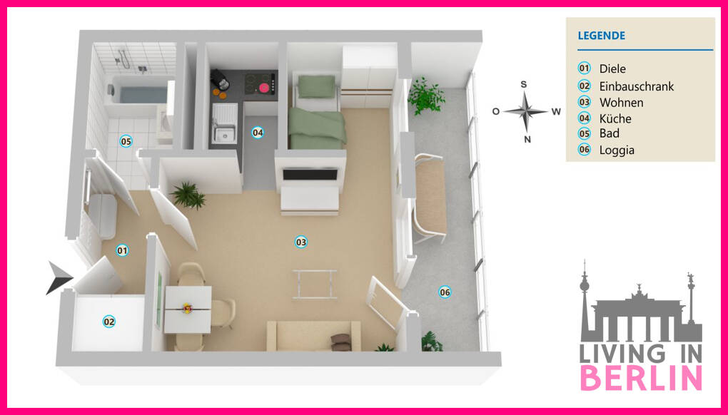 Etagenwohnung Berlin Köpenick - 1 Zimmer, 36 m&sup2;, 99.000&euro; | Angebot:26017724