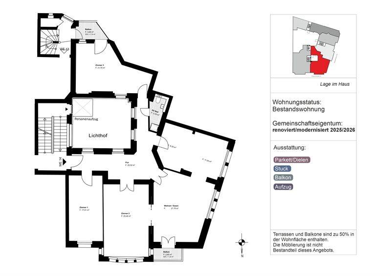 Etagenwohnung Berlin Charlottenburg - 4 Zimmer, 143 m&sup2;, 1.045.000&euro; | Angebot:26044280