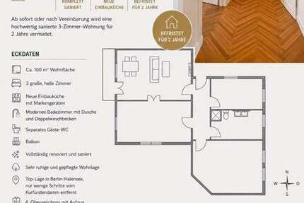 Wohnung Berlin Charlottenburg-Wilmersdorf - 3 Zimmer, 99 m&sup2;, 2.200&euro; | Angebot:27080600
