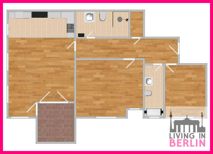 Etagenwohnung Berlin KGA Neues Leben - 3 Zimmer, 80 m&sup2;, 1.499&euro; | Angebot:26435872
