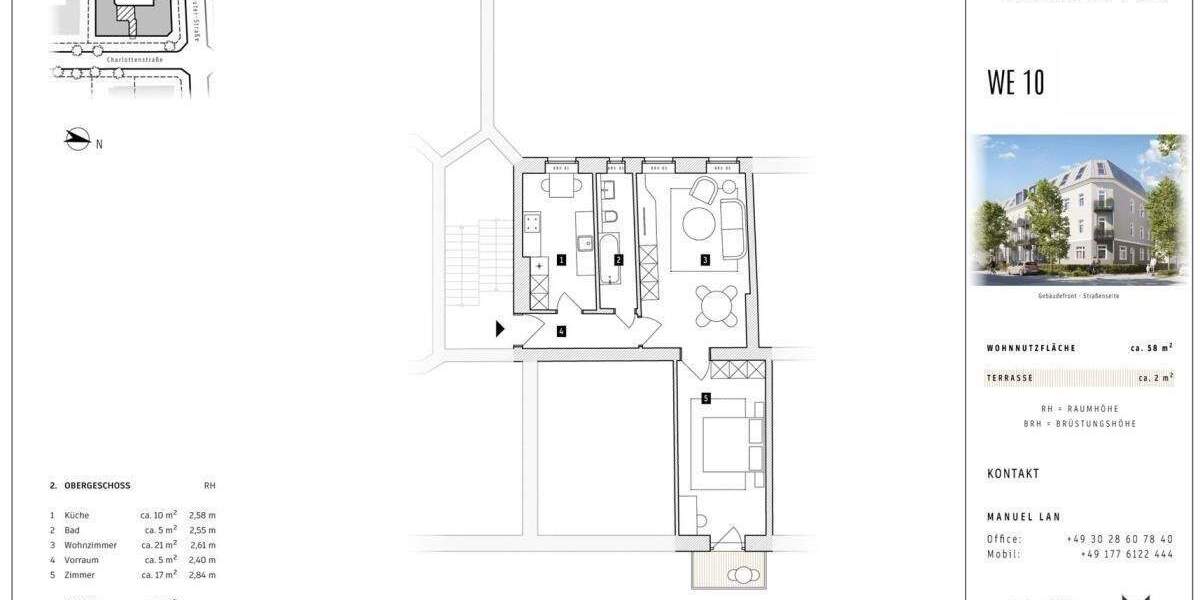Etagenwohnung Berlin Niederschönhausen - 2 Zimmer, 59 m&sup2;, 259.000&euro; | Angebot:25739754