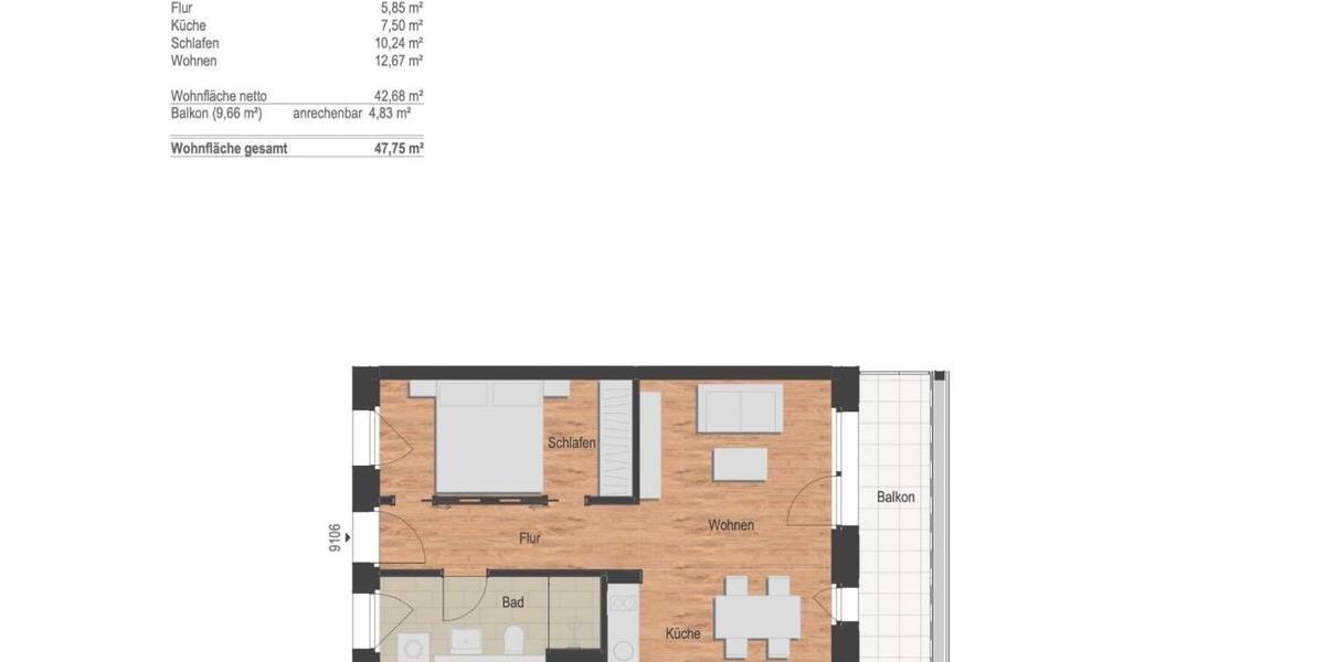 Etagenwohnung Potsdam Südliche Innenstadt - 2 Zimmer, 48 m&sup2;, 950&euro; | Angebot:25791629