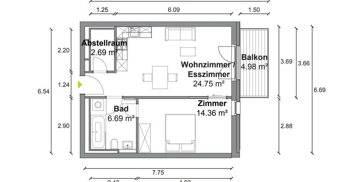 Etagenwohnung Berlin Mitte - 2 Zimmer, 51 m&sup2;, 1.500&euro; | Angebot:25341411