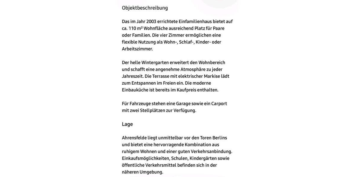 Einfamilienhaus Ahrensfelde - 4 Zimmer, 110 m&sup2;, 590.000&euro; | Angebot:27000292