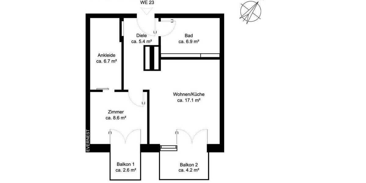 Etagenwohnung Berlin Französisch Buchholz - 2 Zimmer, 48 m&sup2;, 299.000&euro; | Angebot:25687137