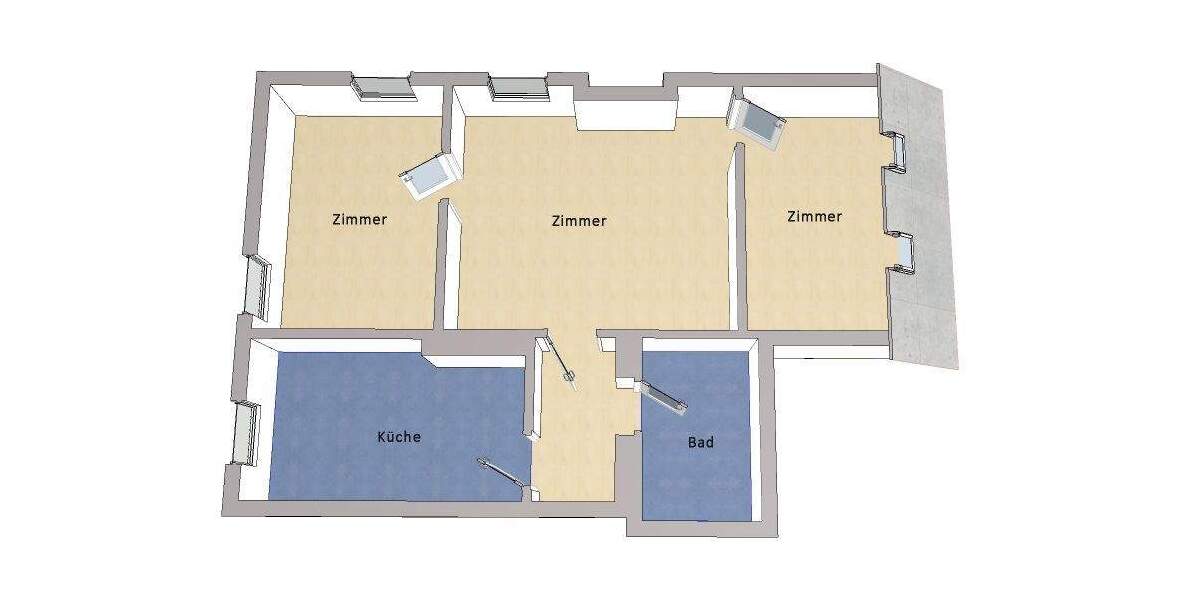 Etagenwohnung Berlin Niederschönhausen - 3 Zimmer, 61 m&sup2;, 280.000&euro; | Angebot:24791054