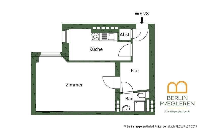 Etagenwohnung Berlin Kreuzberg - 1 Zimmer, 41 m&sup2;, 239.000&euro; | Angebot:24713988