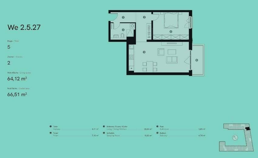 Etagenwohnung Berlin Friedrichshain - 2 Zimmer, 64 m&sup2;, 625.298&euro; | Angebot:25750611