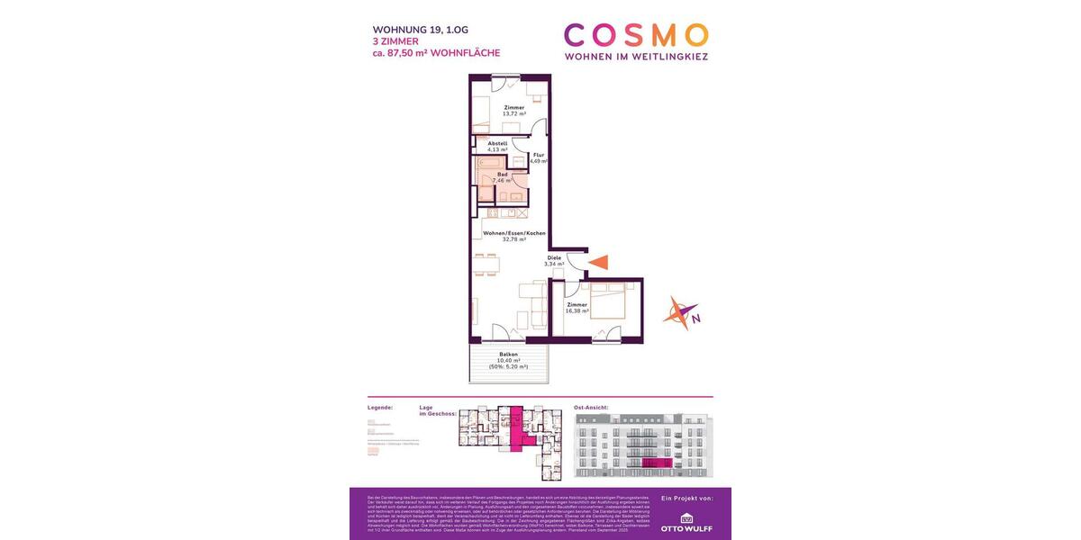 Etagenwohnung Berlin Lichtenberg - 3 Zimmer, 88 m&sup2;, 1.799&euro; | Angebot:24158013