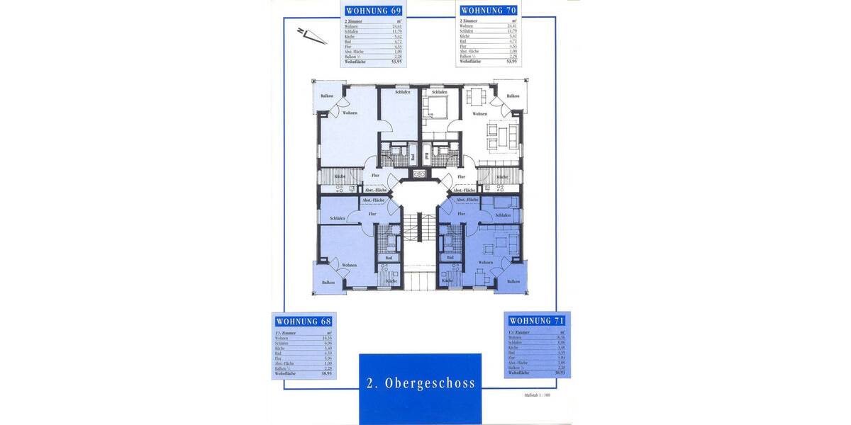 Etagenwohnung Schönefeld - 2 Zimmer, 54 m&sup2;, 199.000&euro; | Angebot:26489155