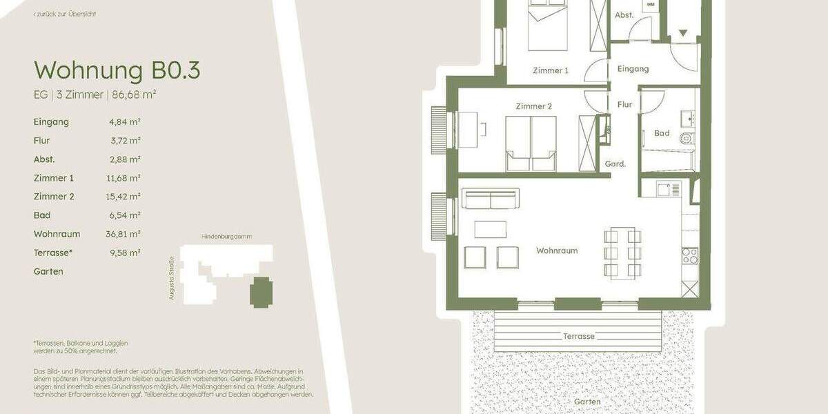 Etagenwohnung Berlin Lichterfelde - 3 Zimmer, 86 m&sup2;, 730.000&euro; | Angebot:25777247