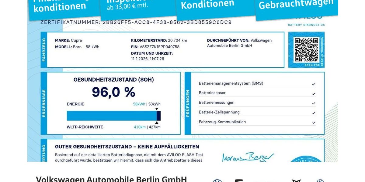 Cupra Born 20.730 km 23.333 &euro; Berlin 13599