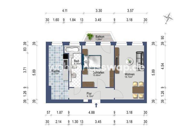 Etagenwohnung Berlin-12105 Mariendorf - 2 Zimmer, 60 m&sup2;, 650&euro; | Angebot:25994953