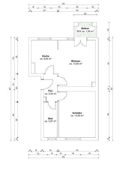 Etagenwohnung Berlin Spandau - 2 Zimmer, 42 m&sup2;, 165.000&euro; | Angebot:25970820