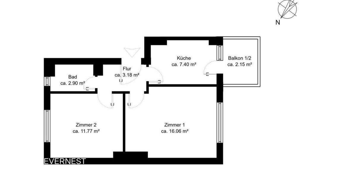 Etagenwohnung Berlin Borsigwalde - 2 Zimmer, 43 m&sup2;, 165.000&euro; | Angebot:25777892