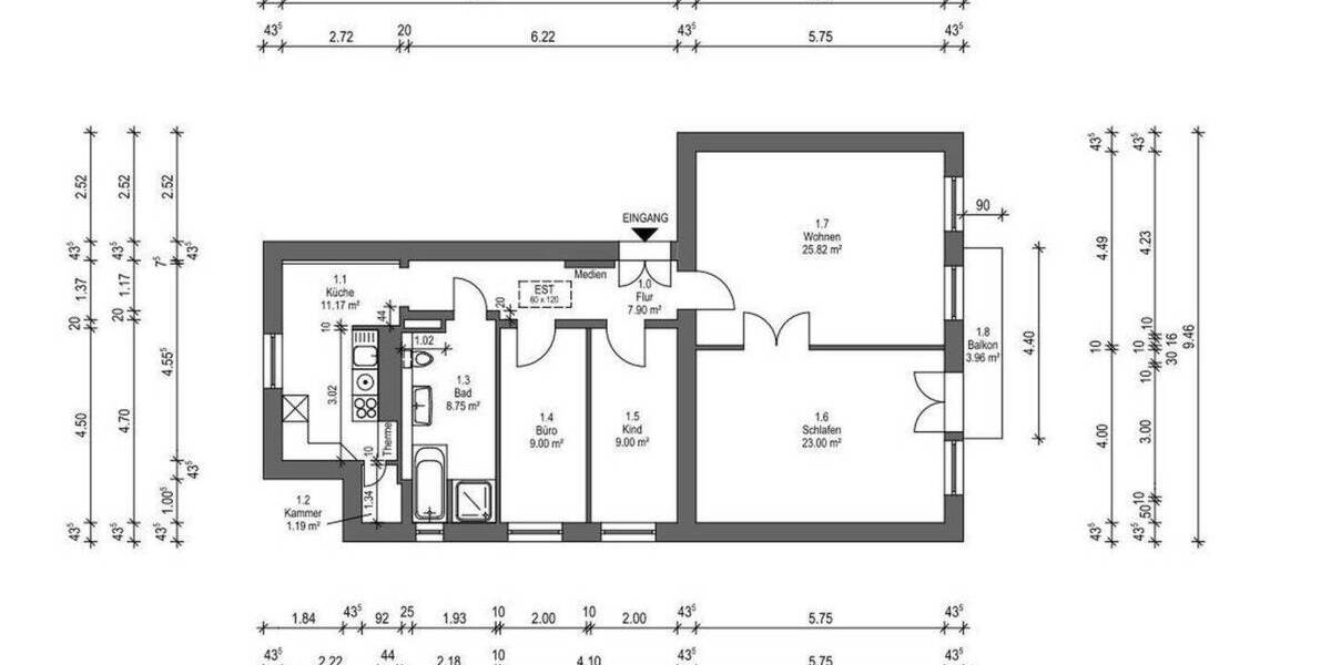 Etagenwohnung Berlin Karlshorst - 4 Zimmer, 96 m&sup2;, 420.000&euro; | Angebot:26155657