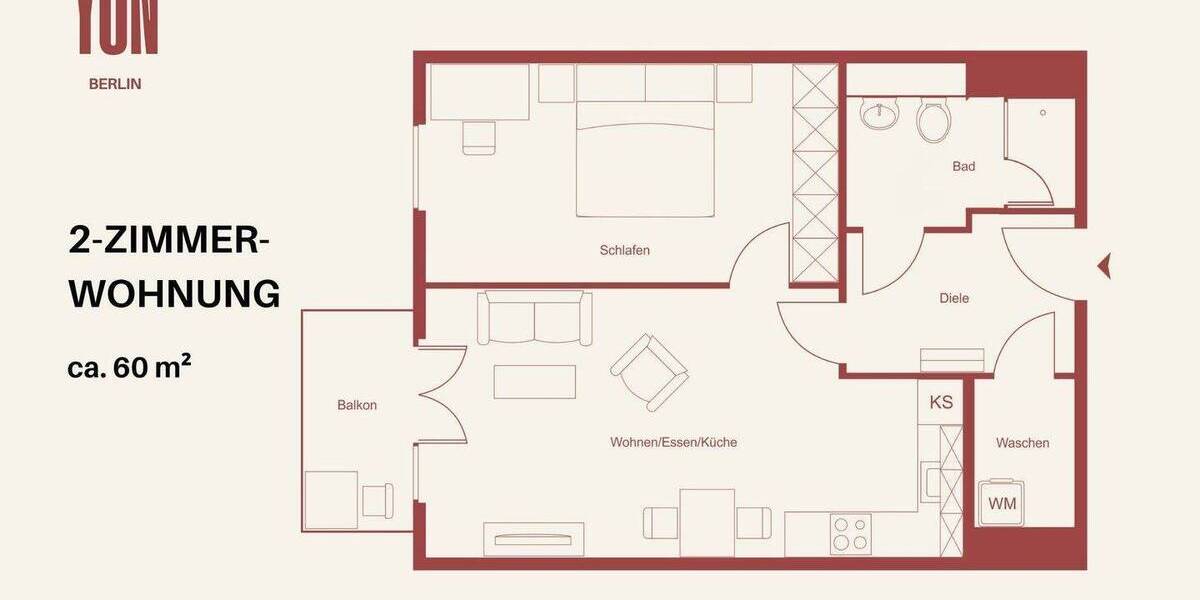 Etagenwohnung Berlin Friedenau - 2 Zimmer, 60 m&sup2;, 1.570&euro; | Angebot:26824768
