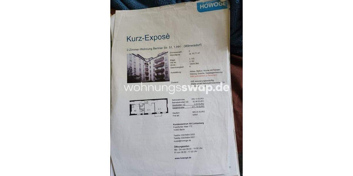 Etagenwohnung Berlin Tegel - 4 Zimmer, 80 m&sup2;, 800&euro; | Angebot:25952955