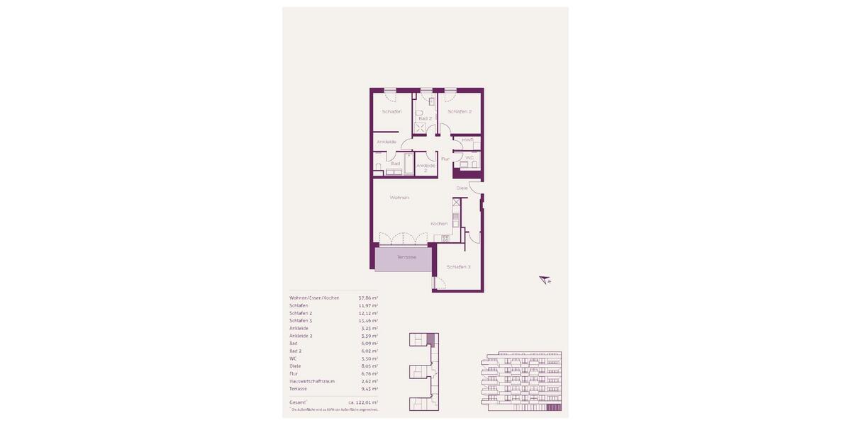 Terrassenwohnung Berlin Charlottenburg-Wilmersdorf - 4 Zimmer, 122 m&sup2;, 1.385.000&euro; | Angebot:27302524