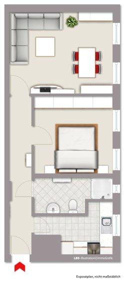 Etagenwohnung Berlin Steglitz-Zehlendorf - 2 Zimmer, 57 m&sup2;, 1.595&euro; | Angebot:26223895