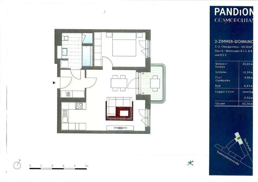 Wohnung zum Mieten in Berlin 1.016 € 60.5 m²