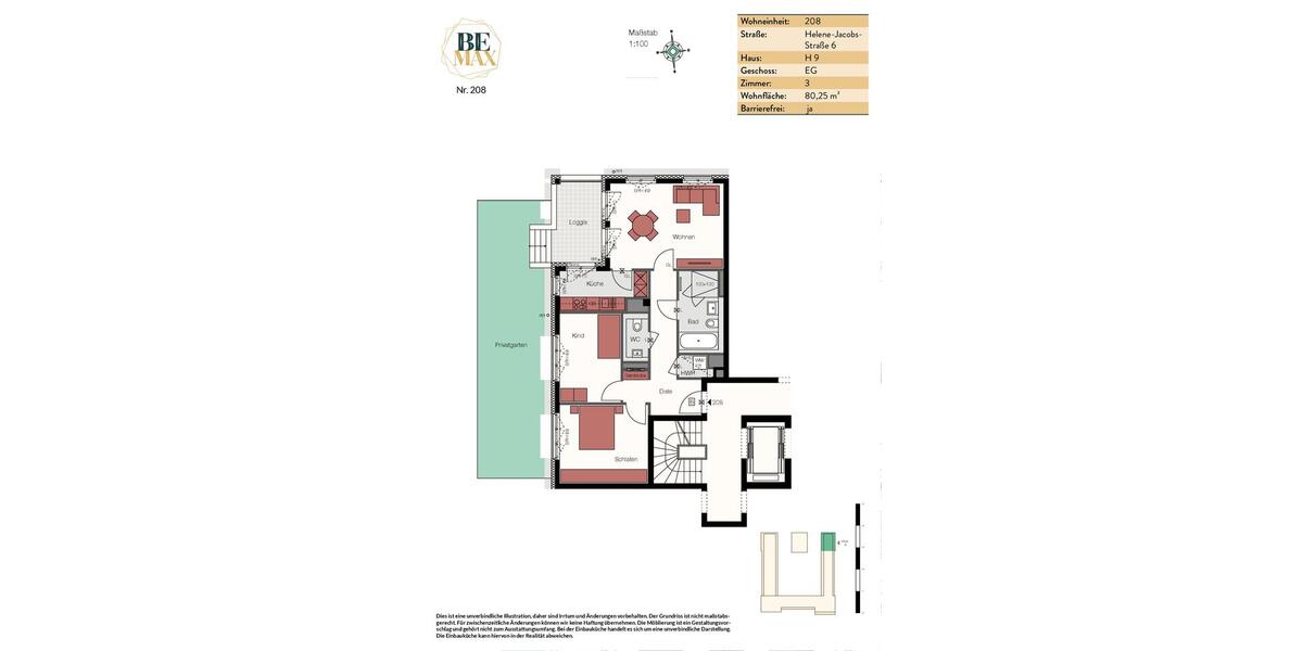 Erdgeschoßwohnung Berlin Charlottenburg-Wilmersdorf - 3 Zimmer, 80 m&sup2;, 1.766&euro; | Angebot:22550365