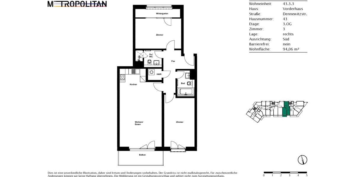 Etagenwohnung Berlin Mitte - 3 Zimmer, 94 m&sup2;, 2.320&euro; | Angebot:26249145