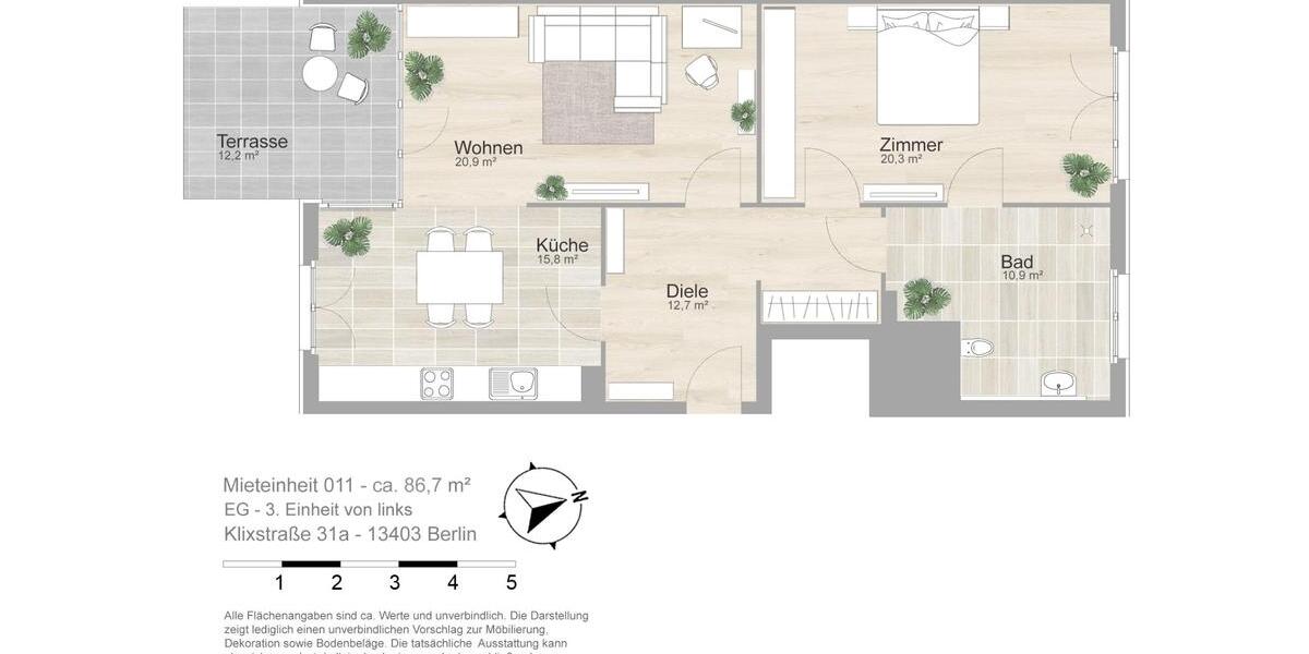Etagenwohnung Berlin Reinickendorf - 2 Zimmer, 83 m&sup2;, 1.005&euro; | Angebot:25268454