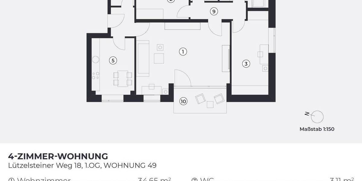 Etagenwohnung Berlin Dahlem - 4 Zimmer, 120 m&sup2;, 597.900&euro; | Angebot:25733172