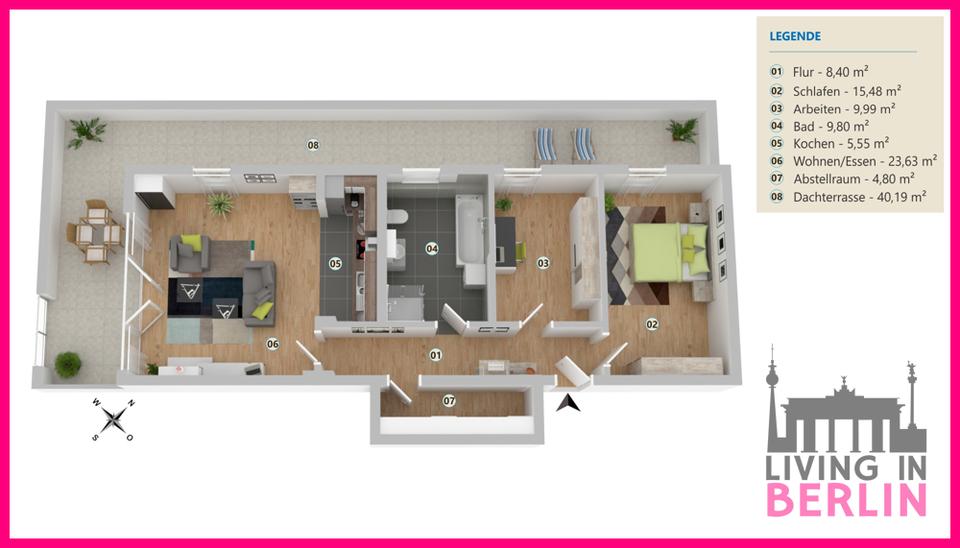 Dachgeschoßwohnung Berlin Treptow-Köpenick - 3 Zimmer, 86 m&sup2;, 1.499&euro; | Angebot:25900882