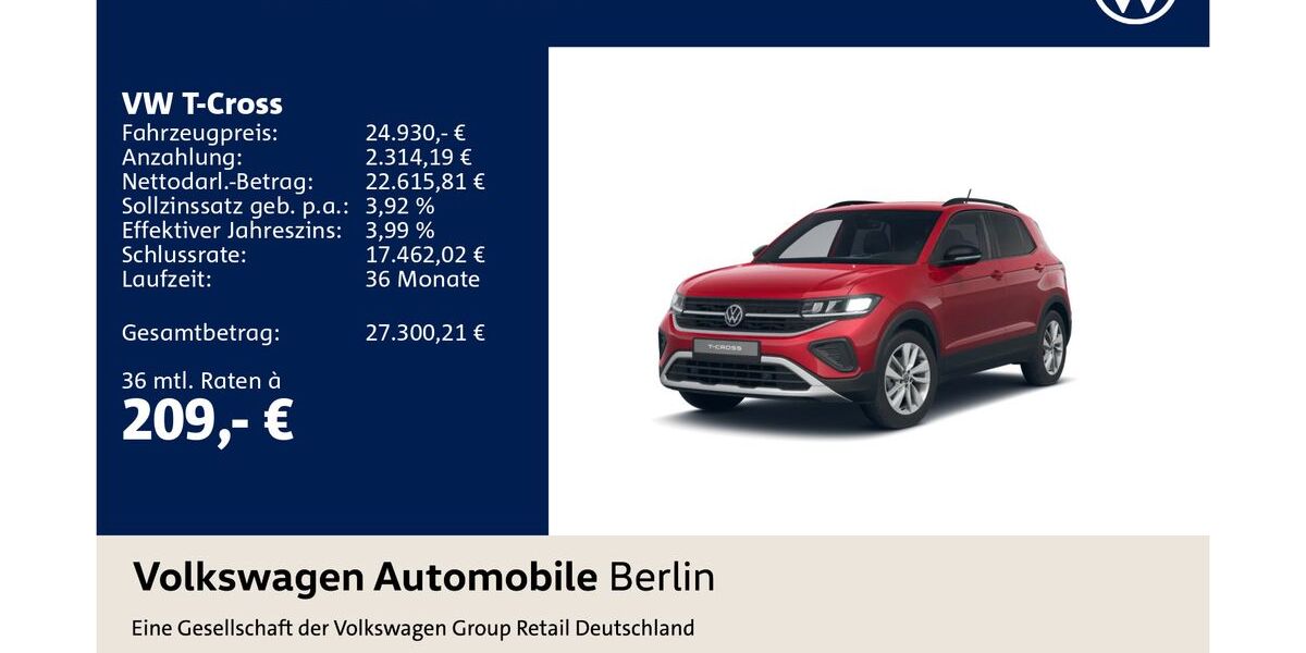 VW T-Cross 6.406 km 24.930 &euro; Berlin 12681