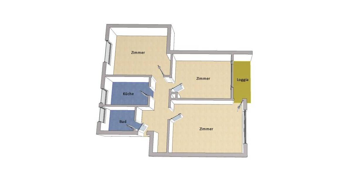 Etagenwohnung Berlin Charlottenburg - 3 Zimmer, 71 m&sup2;, 299.000&euro; | Angebot:26242680