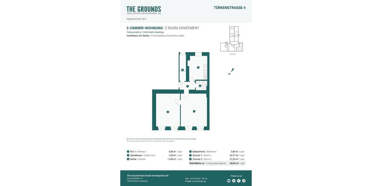 Gewerbeobjekt Berlin Wedding - 2 Zimmer, 65 m&sup2;, 245.000&euro; | Angebot:26826998