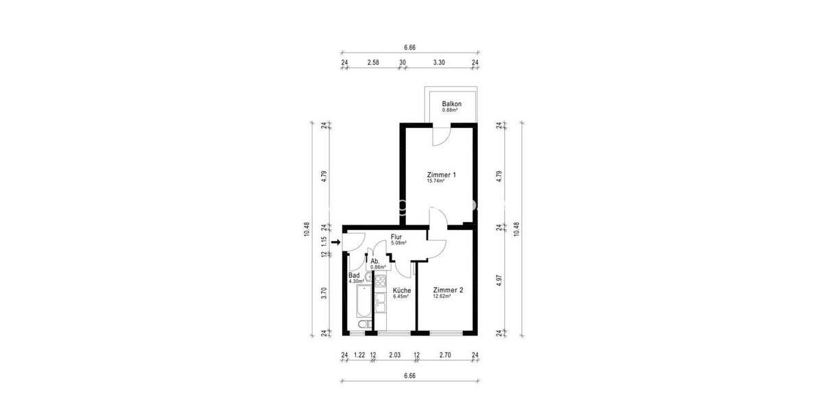 Etagenwohnung Berlin Tempelhof - 2 Zimmer, 50 m&sup2;, 600&euro; | Angebot:25920903