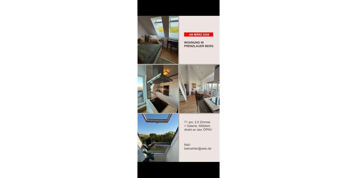 Dachgeschoßwohnung Berlin Pankow - 2.5 Zimmer, 71 m&sup2;, 1.850&euro; | Angebot:24859135