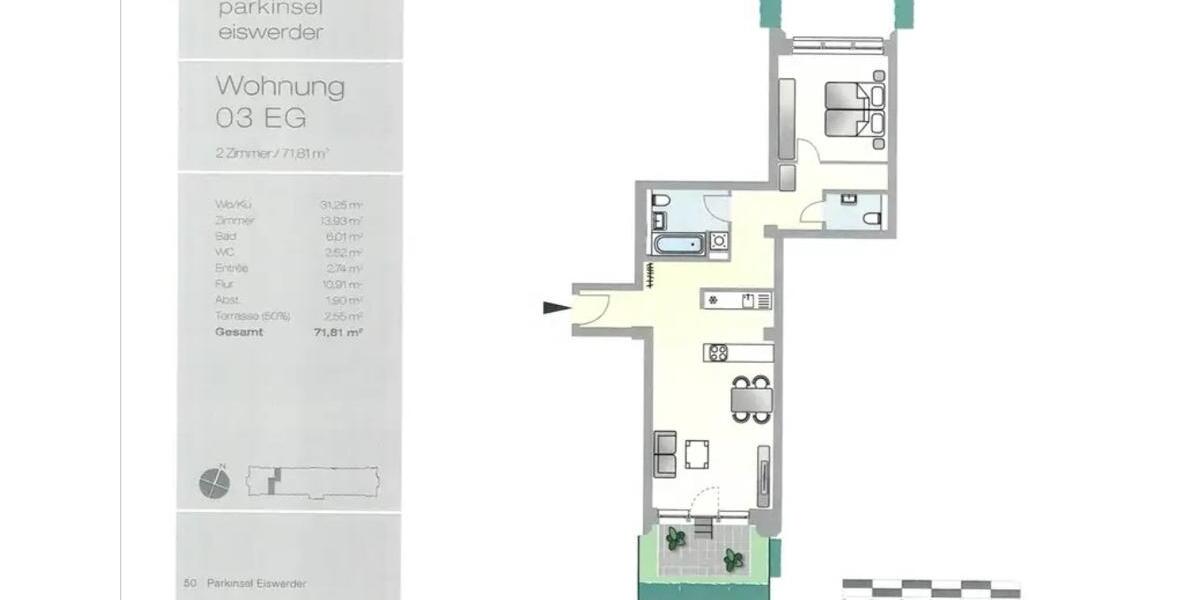 Erdgeschoßwohnung Berlin Spandau - 2 Zimmer, 72 m&sup2;, 1.110&euro; | Angebot:26691717