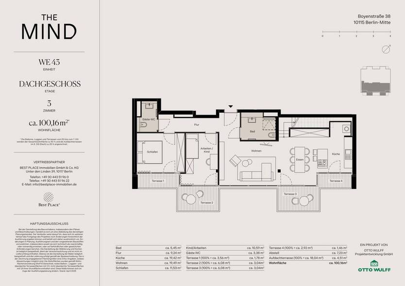 Sky Deck über Berlin-Mitte: Terrassen-Penthouse für höchsten Wohngenuss 3 zimmer