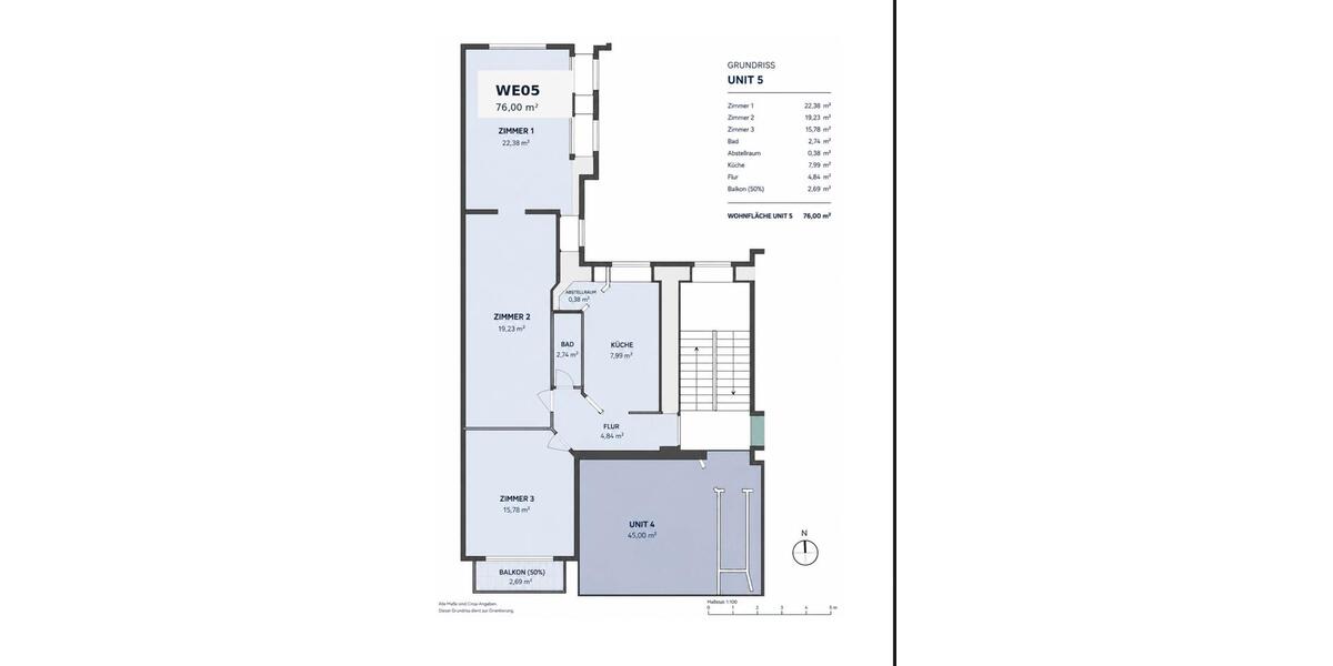 Etagenwohnung Berlin Neukölln - 3 Zimmer, 76 m&sup2;, 289.000&euro; | Angebot:26698942