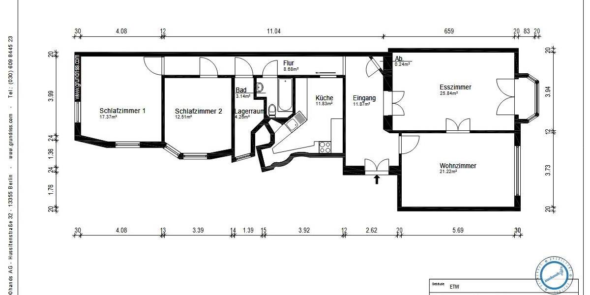 Etagenwohnung Berlin Friedenau - 4 Zimmer, 120 m&sup2;, 725.000&euro; | Angebot:25778352