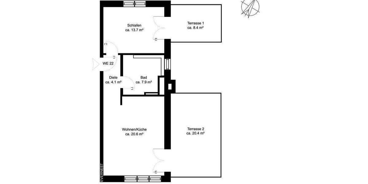 Etagenwohnung Berlin Französisch Buchholz - 2 Zimmer, 60 m&sup2;, 419.000&euro; | Angebot:25687092