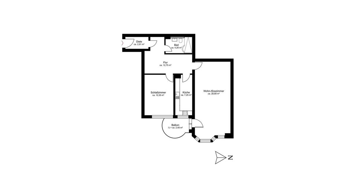 Etagenwohnung Berlin Lichterfelde - 2 Zimmer, 71 m&sup2;, 289.000&euro; | Angebot:26818727
