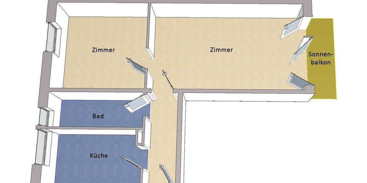Etagenwohnung Potsdam Bornstedt - 2 Zimmer, 49 m&sup2;, 209.000&euro; | Angebot:24577879