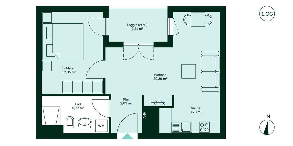 Etagenwohnung Berlin Lichtenrade - 2 Zimmer, 46 m&sup2;, 279.900&euro; | Angebot:25957390