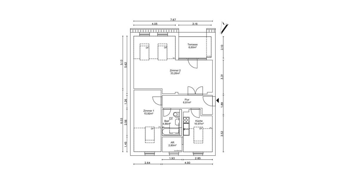 Etagenwohnung Berlin Spandau - 2 Zimmer, 67 m&sup2;, 1.360&euro; | Angebot:25999604