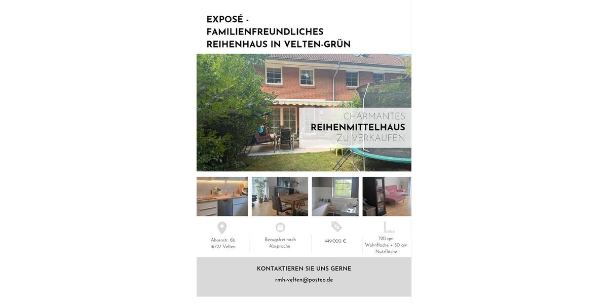 Reihenhaus Velten - 5 Zimmer, 120 m&sup2;, 449.000&euro; | Angebot:24349599