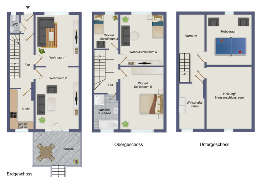 Reihenmittelhaus Süd-Ruhiglage Zehlendorf . 233 m² Wohn-Nutzfläche . PROVISIONSFREI für Käufer*in