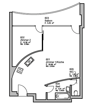 Etagenwohnung Berlin Wilmersdorf - 2 Zimmer, 57 m&sup2;, 399.000&euro; | Angebot:25801484