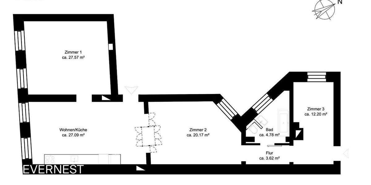 Etagenwohnung Berlin Kreuzberg - 3 Zimmer, 94 m&sup2;, 699.000&euro; | Angebot:25997188